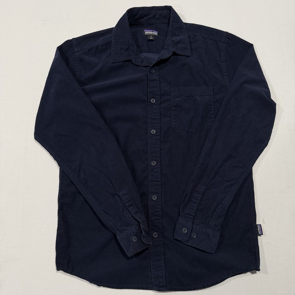 Patagonia Mens Small Long Sleeve Bluffside Corduroy Button Down Shirt Navy